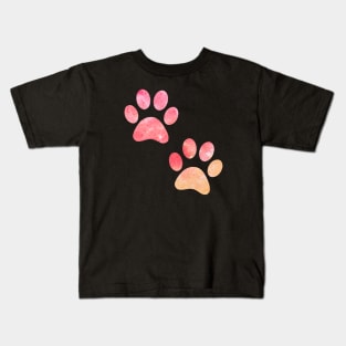 watercolor dogs paw, watercolor dog paw pink, watercolor puppy paw watercolour puppy paws Kids T-Shirt